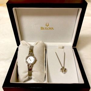 Bulova women’s watch and necklace set